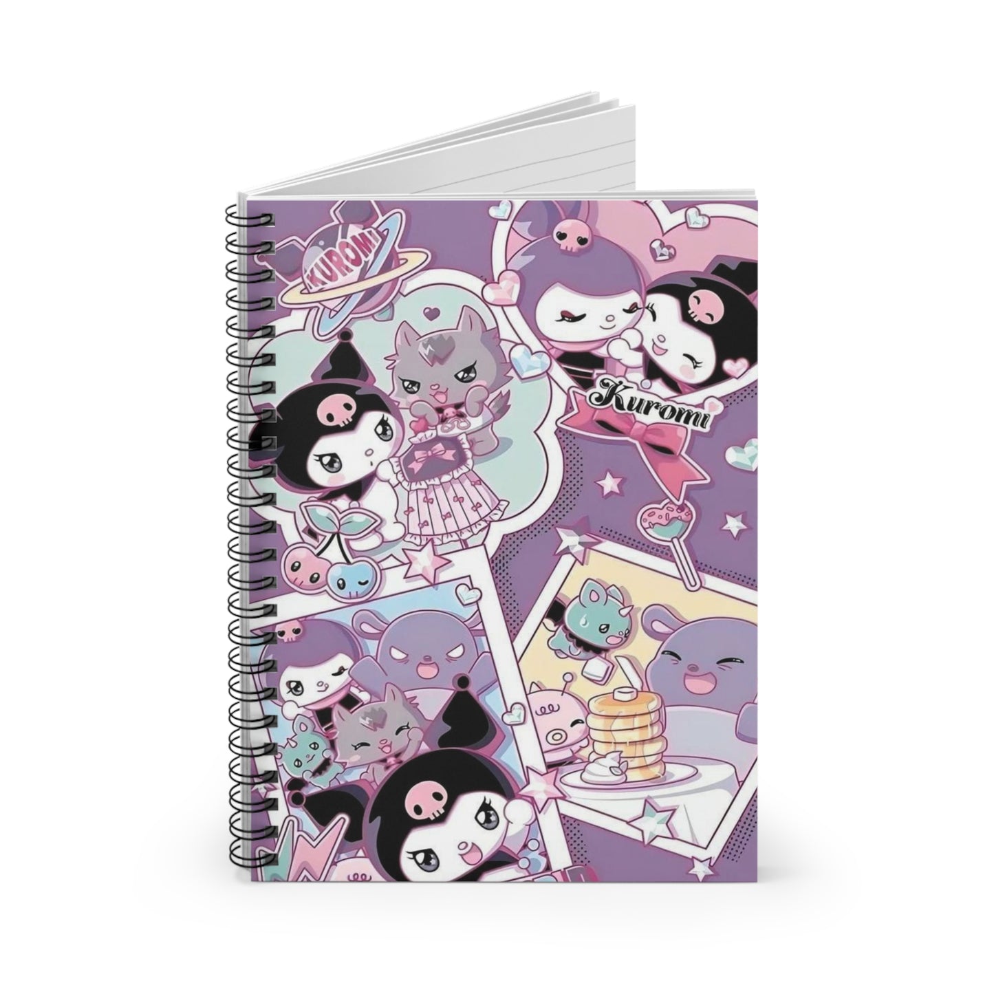 Cute Kuromi Spiral Notebook, Ruled Line - Back to School Gifts for Kuromi Lovers - 118 Pages, Notepad