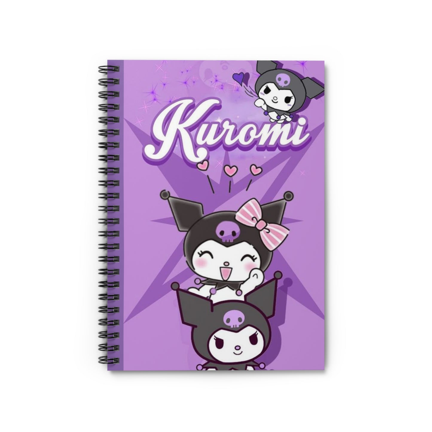 Cute Kuromi Spiral Notebook, Kawaii Stationery, Journal for School, Gift for Students, Manga Lovers, Purple Ruled Line Notepad, Sanrio