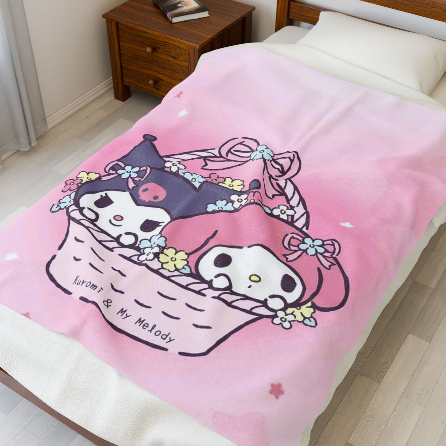 Velveteen Plush Blanket - Cute Kawaii Throw for Cozy Nights, Soft Fleece Bedding, Kids Room Gift, Kuromi Melody Sanrio, Snuggle Blanket