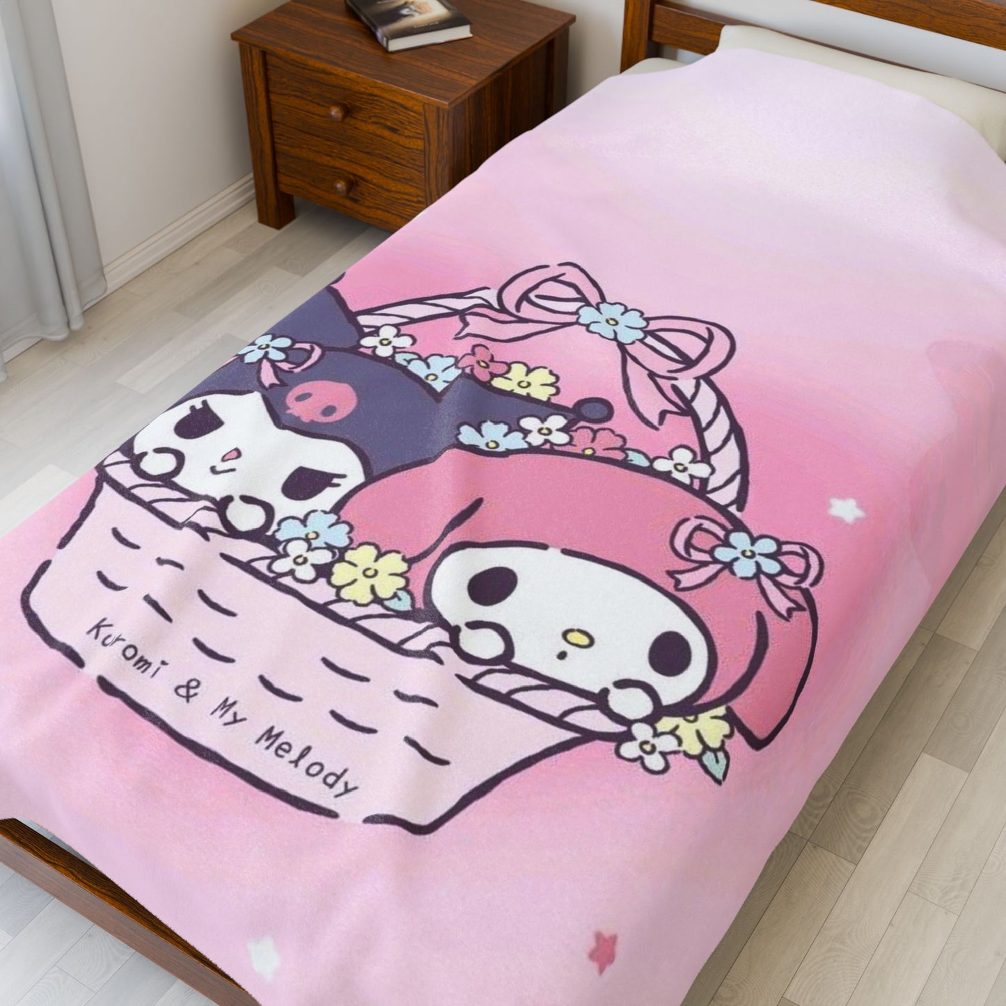 Velveteen Plush Blanket - Cute Kawaii Throw for Cozy Nights, Soft Fleece Bedding, Kids Room Gift, Kuromi Melody Sanrio, Snuggle Blanket