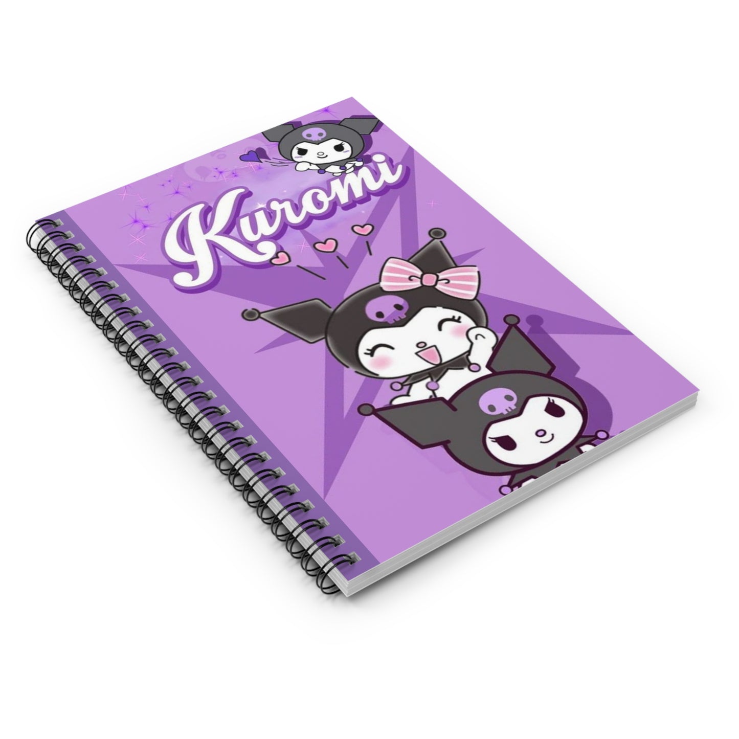 Cute Kuromi Spiral Notebook, Kawaii Stationery, Journal for School, Gift for Students, Manga Lovers, Purple Ruled Line Notepad, Sanrio