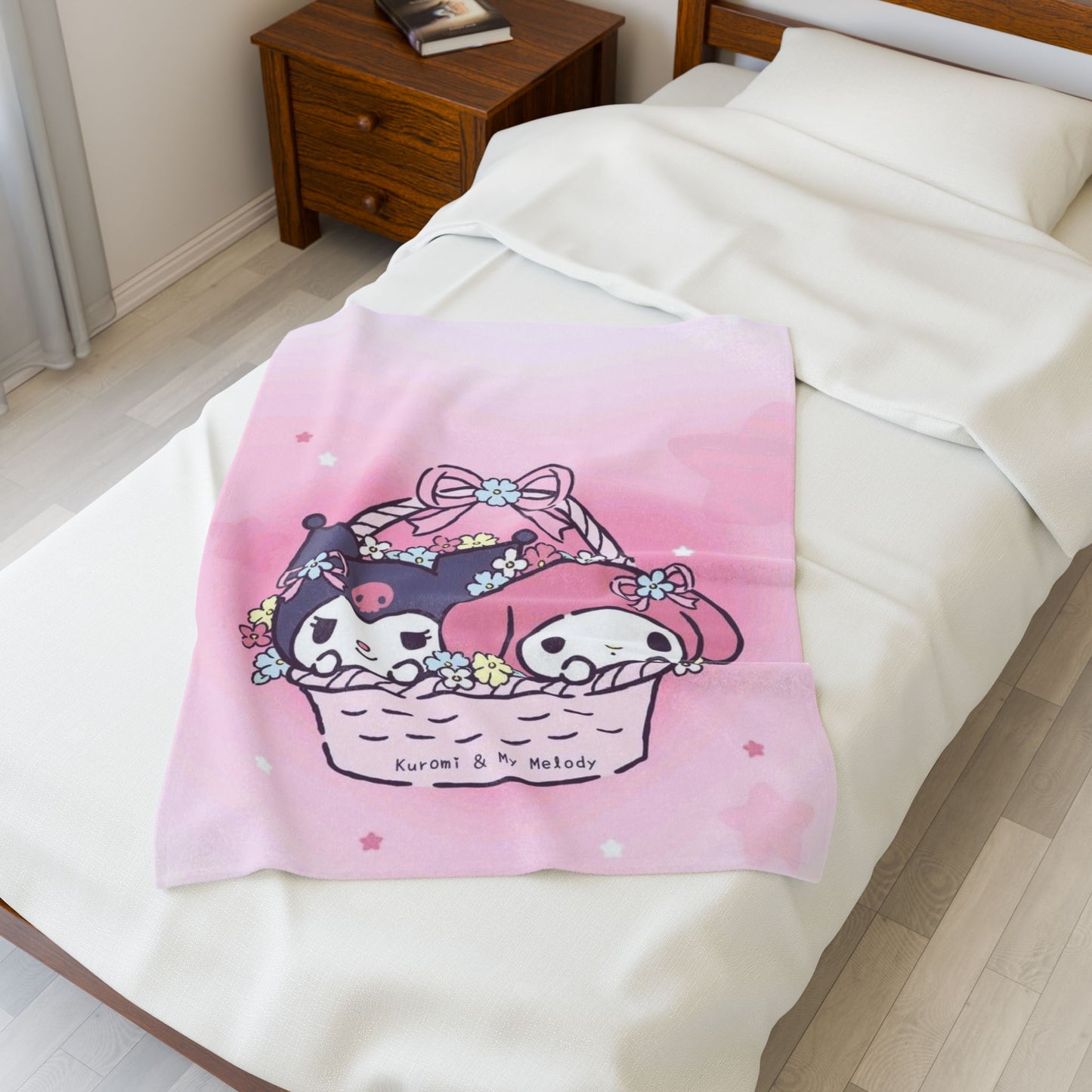 Velveteen Plush Blanket - Cute Kawaii Throw for Cozy Nights, Soft Fleece Bedding, Kids Room Gift, Kuromi Melody Sanrio, Snuggle Blanket