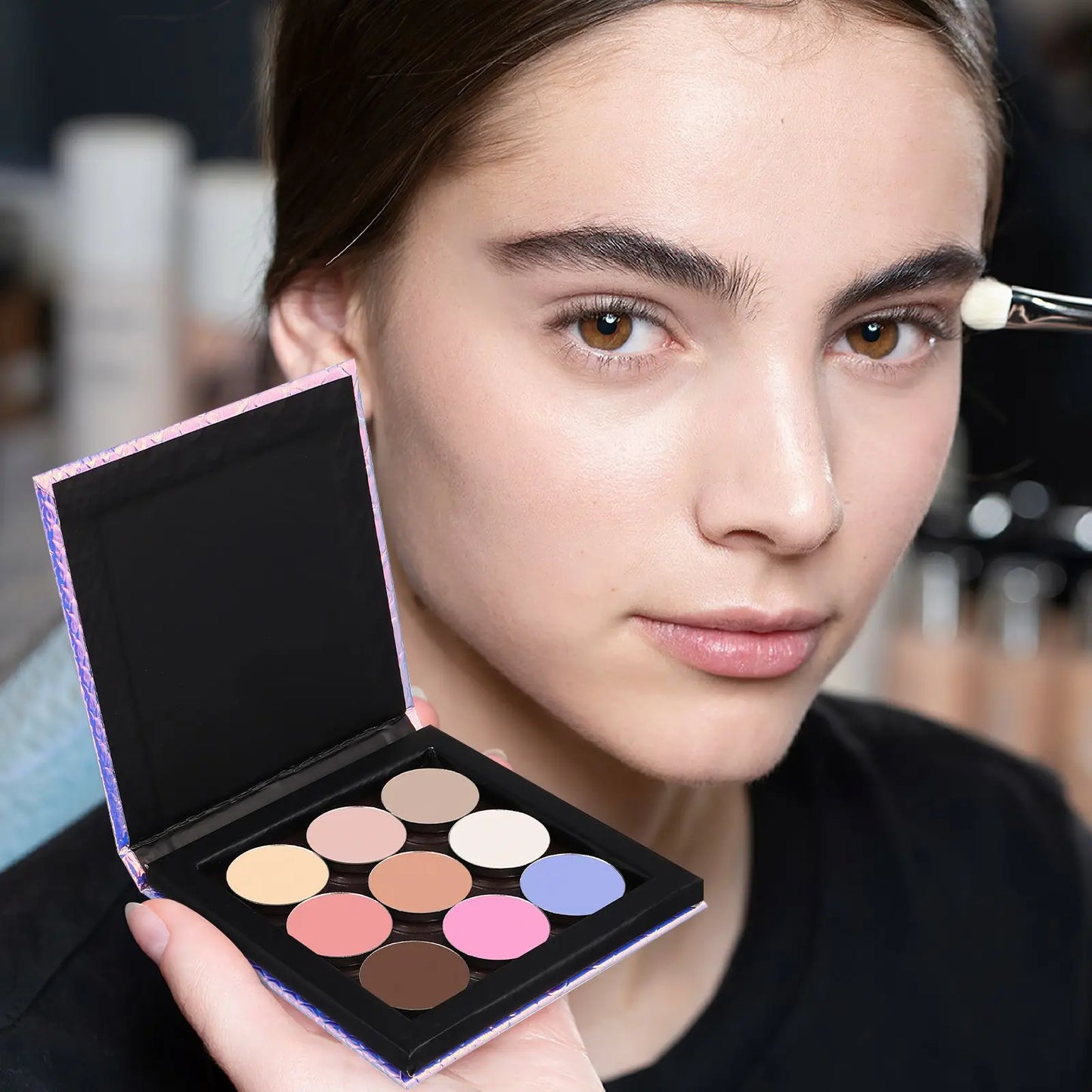 ROSENICE Empty Magnetic Makeup Palette Set – 9 Pans + Spatula