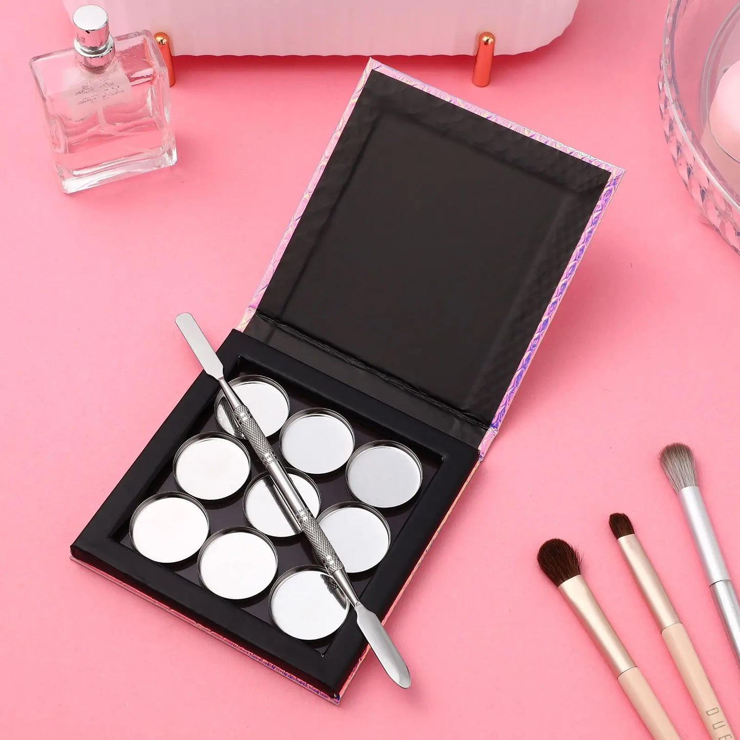 ROSENICE Empty Magnetic Makeup Palette Set – 9 Pans + Spatula