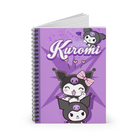 Cute Kuromi Spiral Notebook, Kawaii Stationery, Journal for School, Gift for Students, Manga Lovers, Purple Ruled Line Notepad, Sanrio